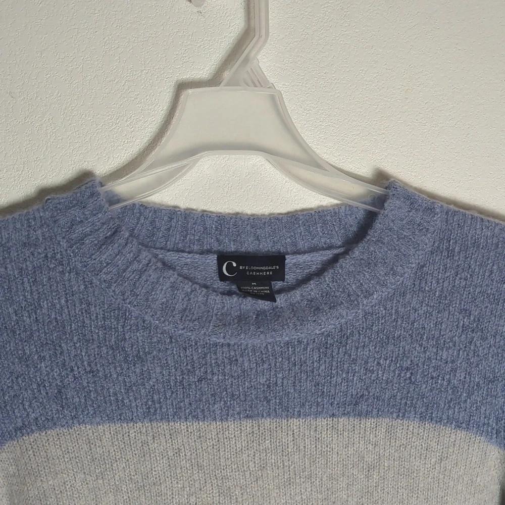 Bloomingdale's Womens‎ Sweater 100% Cashmere Striped Pastel Easter Cozy Medium